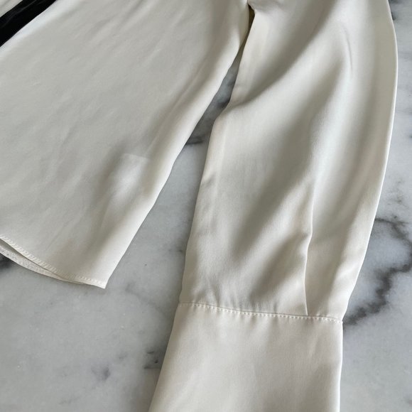 Parker Silk Blouse with Leather Collar and Trim - Picture 6 of 14